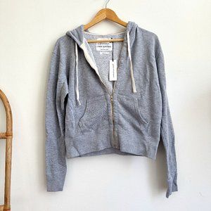 NWT UNSUBSCRIBED HEATHER GREY FLEECE ZIP UP HOODIE SIZE XS